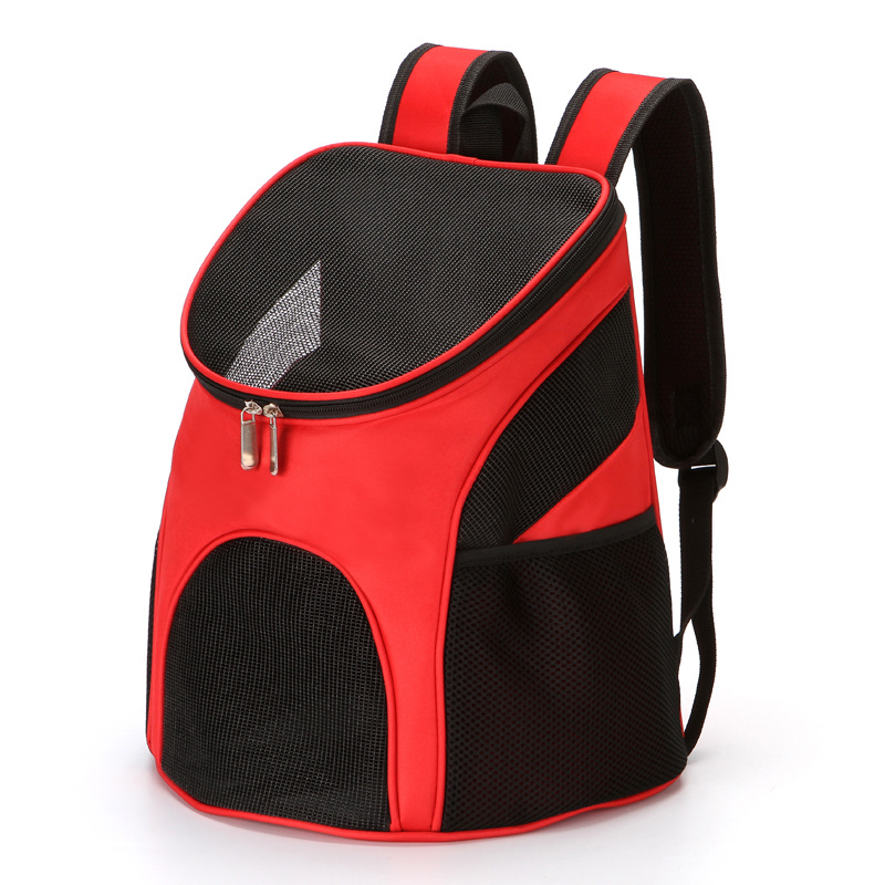 Breathable Mesh Pet Travel Backpack Red and Black