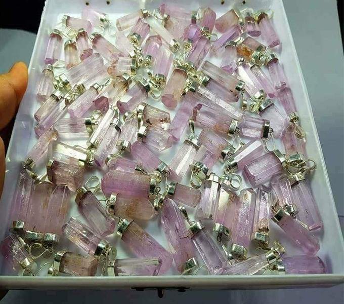 Kunzite Crystal Pendants Deal Silver Sterling 925